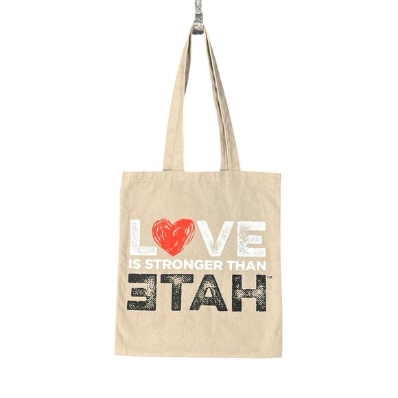 LOVE IS STRONGER THAN HATE 9/11 NYC Memorial Cotton‎ Canvas Tote Bag Shopper - Picture 1 of 6